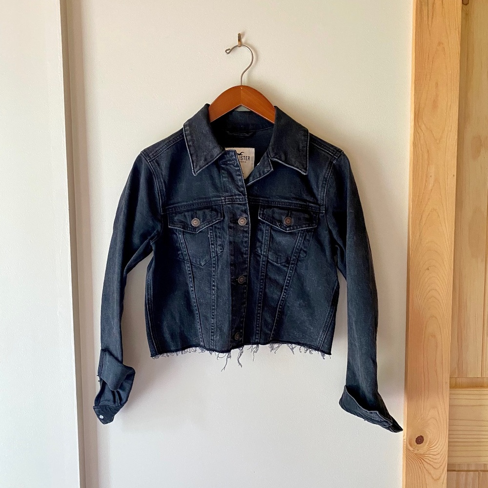 Hollister Cropped Denim Jacket - Washed Black